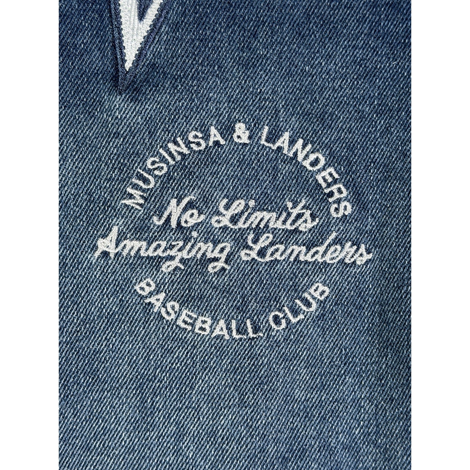 Ssg Landers X Musinsa 2024 Denim Baseball Jersey Size L Nwt Korean Kbo Official — image 5 of 8
